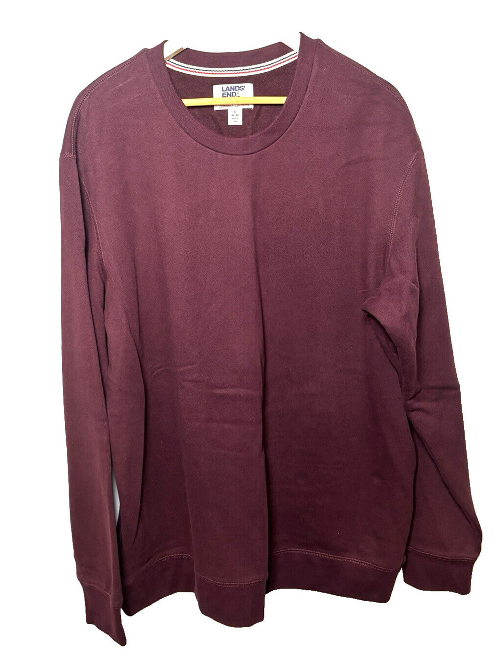 Lands’ End Serious Sweats  Burgundy Crewneck Sweatshirt Classic Casual XL 46-48